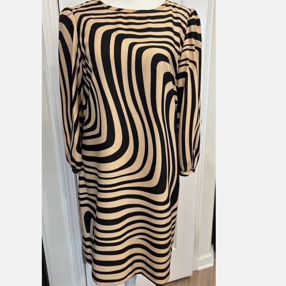 Tahari Arthur S Levine Black/Tan Zebra Abstract Print